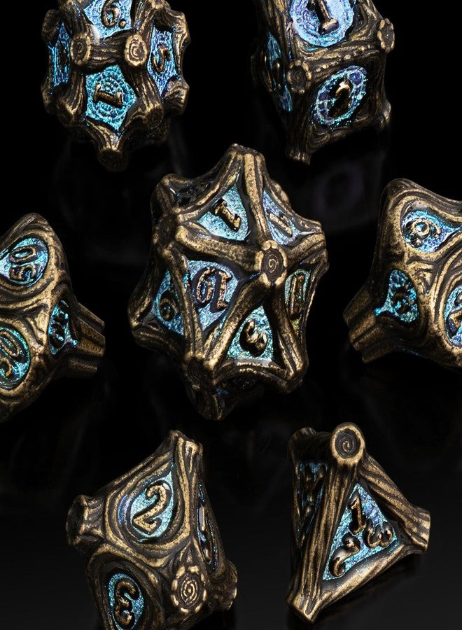 EZUO DND Tree Root Metal Dice Set Nature Vines Dice Set with Box, 7pcs Dungeons and Dragons Edged Polyhedral Dice for D&D RPG Role Playing Gaming Games (Bronze) - Image 3